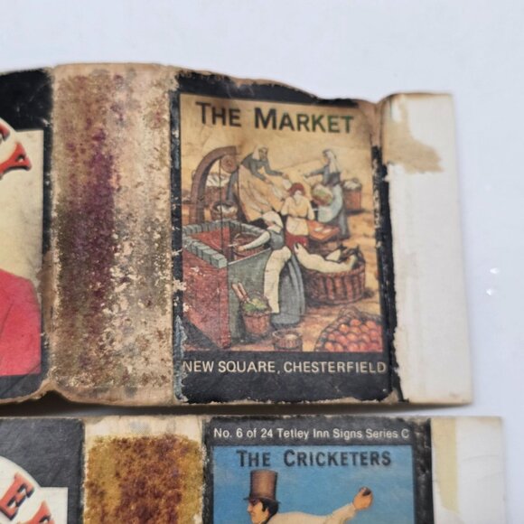 Vintage Tetley Ales Safety Matches Box The Market & Cricketers Illustrations - Picture 3 of 7